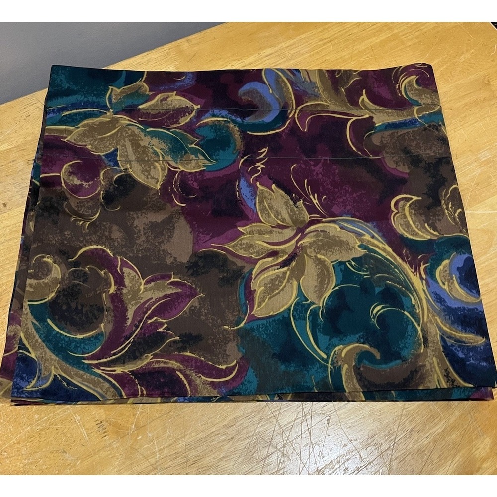 JCPenney Botanical Scroll Floral Teal Gold Valance 84x18"